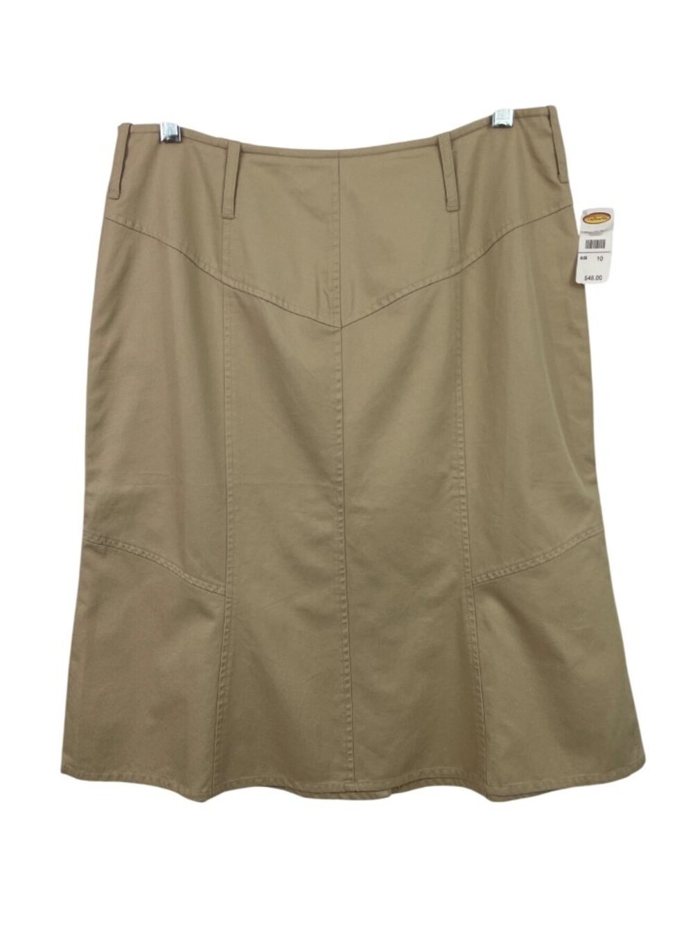 Talbots Tan A-Line Skirt Womens Size 10 Belt Loops Back Zip Closure